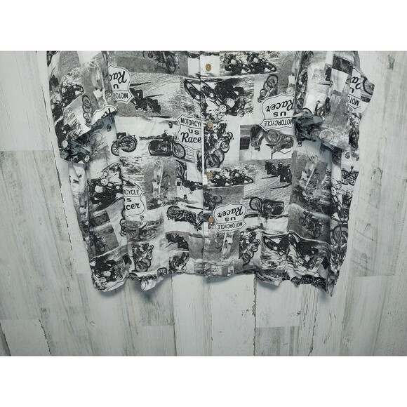 Puritan Button Up Short Sleeve Motorcycle Cafe Racer 100% Rayon 3XL - Picture 2 of 7
